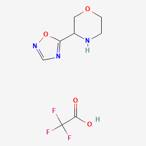 molecular formula C8H10F3N3O4 B1459274 3-(1,2,4-恶二唑-5-基)吗啉；三氟乙酸 CAS No. 1803603-99-7