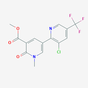 molecular formula C14H10ClF3N2O3 B1459279 Methyl 3-chloro-1'-methyl-6'-oxo-5-(trifluoromethyl)-1',6'-dihydro-[2,3'-bipyridine]-5'-carboxylate CAS No. 1823182-25-7
