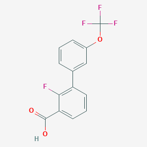 molecular formula C14H8F4O3 B1459280 2-Fluoro-3'-(trifluoromethoxy)biphenyl-3-carboxylic acid CAS No. 1261558-22-8