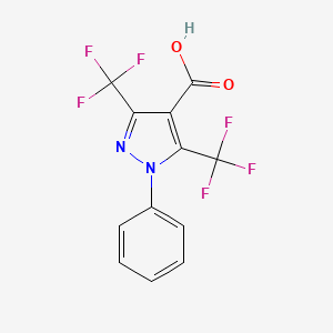 molecular formula C12H6F6N2O2 B1459299 1-phenyl-3,5-bis(trifluoromethyl)-1H-pyrazole-4-carboxylic acid CAS No. 1375216-20-8