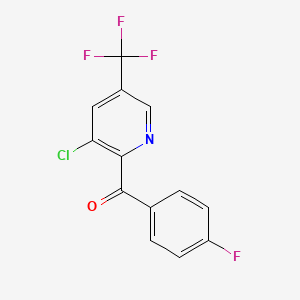molecular formula C13H6ClF4NO B1459382 (3-氯-5-(三氟甲基)吡啶-2-基)(4-氟苯基)甲酮 CAS No. 1823188-27-7