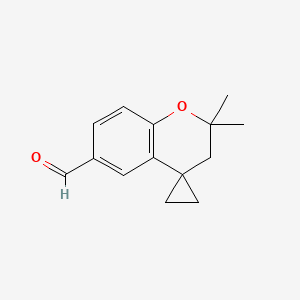 molecular formula C14H16O2 B1459458 2,2-Dimethylspiro[chroman-4,1'-cyclopropane]-6-carbaldehyde CAS No. 1350761-57-7