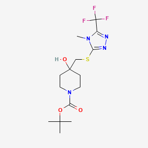 tert-Butyl 4-hydroxy-4-({[4-methyl-5-(trifluoromethyl)-4H-1,2,4-triazol-3-yl]thio}methyl)piperidine-1-carboxylate