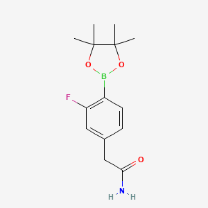 molecular formula C14H19BFNO3 B1459558 2-[3-Fluoro-4-(4,4,5,5-tetramethyl-[1,3,2]dioxaborolan-2-yl)-phenyl]acetamide CAS No. 1627857-32-2