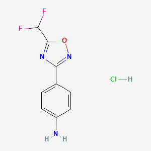 molecular formula C9H8ClF2N3O B1459616 4-[5-(Difluoromethyl)-1,2,4-oxadiazol-3-yl]aniline hydrochloride CAS No. 1798731-87-9