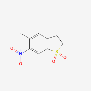 molecular formula C10H11NO4S B14596200 Benzo[b]thiophene, 2,3-dihydro-2,5-dimethyl-6-nitro-, 1,1-dioxide CAS No. 61211-48-1