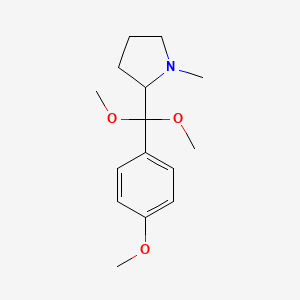 molecular formula C15H23NO3 B14596408 Pyrrolidine, 2-[dimethoxy(4-methoxyphenyl)methyl]-1-methyl- CAS No. 61170-37-4