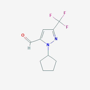 molecular formula C10H11F3N2O B1459659 2-Cyclopentyl-5-(trifluoromethyl)pyrazole-3-carbaldehyde CAS No. 1820618-84-5