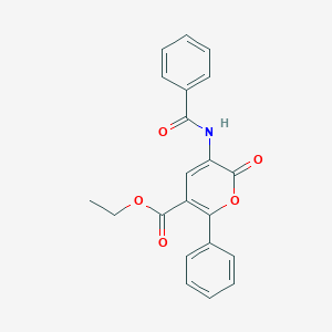 molecular formula C21H17NO5 B145980 Ethyl 3-benzamido-2-oxo-6-phenyl-2H-pyran-5-carboxylate CAS No. 127143-18-4