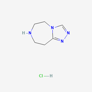 molecular formula C6H11ClN4 B1459820 6,7,8,9-Tetrahydro-5H-[1,2,4]triazolo[4,3-d][1,4]diazepine hydrochloride CAS No. 1956322-33-0