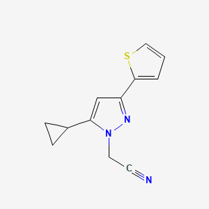 molecular formula C12H11N3S B1459831 2-(5-cyclopropyl-3-(thiophen-2-yl)-1H-pyrazol-1-yl)acetonitrile CAS No. 1949836-86-5
