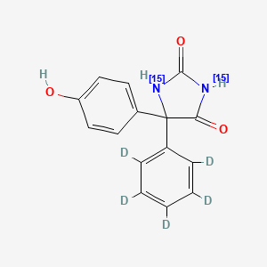 molecular formula C15H12N2O3 B1459868 5-(4-Hydroxyphenyl)-5-phenyl-D5-hydantoin-15N2 CAS No. 369656-71-3