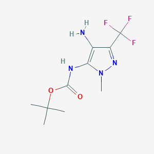 molecular formula C10H15F3N4O2 B1459872 tert-Butyl N-[4-amino-1-methyl-3-(trifluoromethyl)-1H-pyrazol-5-yl]carbamate CAS No. 2060031-39-0