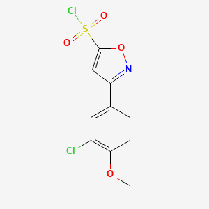 molecular formula C10H7Cl2NO4S B1459876 3-(3-氯-4-甲氧基苯基)-1,2-噁唑-5-磺酰氯 CAS No. 1955519-89-7