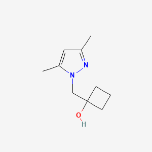 molecular formula C10H16N2O B1459890 1-[(3,5-dimethyl-1H-pyrazol-1-yl)methyl]cyclobutan-1-ol CAS No. 2126163-22-0