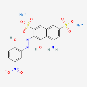 molecular formula C16H12N4NaO10S2 B1459954 Disodium 5-amino-4-hydroxy-3-((2-hydroxy-5-nitrophenyl)azo)naphthalene-2,7-disulphonate CAS No. 3564-28-1