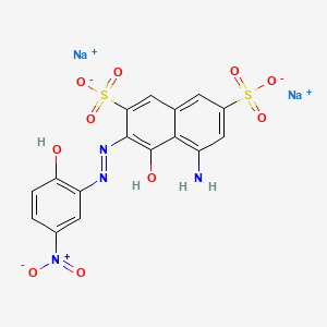 molecular formula C16H10N4Na2O10S2 B1459954 Disodium 5-amino-4-hydroxy-3-((2-hydroxy-5-nitrophenyl)azo)naphthalene-2,7-disulphonate CAS No. 3564-28-1
