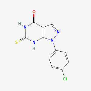 molecular formula C11H7ClN4OS B1459955 1-(4-chlorophenyl)-6-mercapto-1,5-dihydro-4H-pyrazolo[3,4-d]pyrimidin-4-one CAS No. 941868-08-2