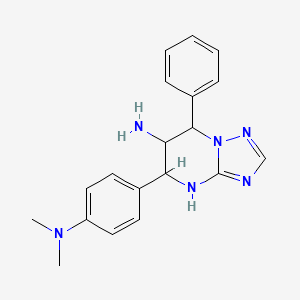 molecular formula C19H22N6 B1459961 5-[4-(Dimethylamino)phenyl]-7-phenyl-4,5,6,7-tetrahydro[1,2,4]triazolo[1,5-a]pyrimidin-6-amine CAS No. 1217735-25-5