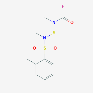 molecular formula C10H13FN2O3S2 B14599814 Methyl{[methyl(2-methylbenzene-1-sulfonyl)amino]sulfanyl}carbamyl fluoride CAS No. 58955-74-1