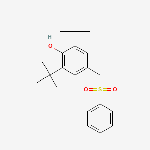 molecular formula C21H28O3S B14600040 Phenol, 2,6-bis(1,1-dimethylethyl)-4-[(phenylsulfonyl)methyl]- CAS No. 60285-80-5
