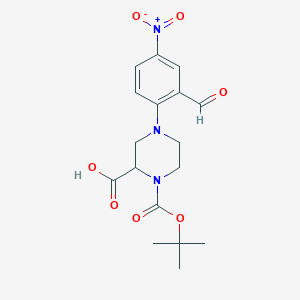 4-(2-Formyl-4-nitrophenyl)-1-[(2-methylpropan-2-yl)oxycarbonyl]piperazine-2-carboxylic acid