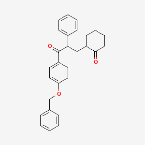 molecular formula C28H28O3 B14600948 2-{3-[4-(Benzyloxy)phenyl]-3-oxo-2-phenylpropyl}cyclohexan-1-one CAS No. 61078-56-6
