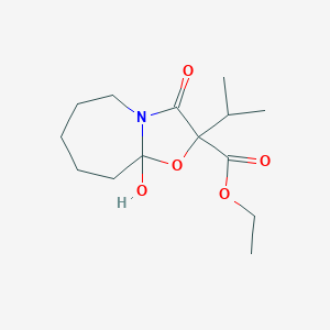 molecular formula C14H23NO5 B14601291 Ethyl 9a-hydroxy-3-oxo-2-(propan-2-yl)octahydro[1,3]oxazolo[3,2-a]azepine-2-carboxylate CAS No. 60807-02-5