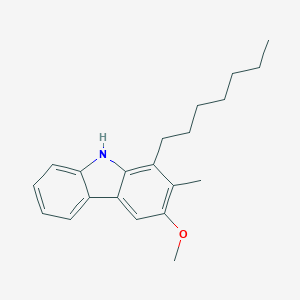 molecular formula C21H27NO B146013 9H-Carbazole, 1-heptyl-3-methoxy-2-methyl- CAS No. 139196-83-1