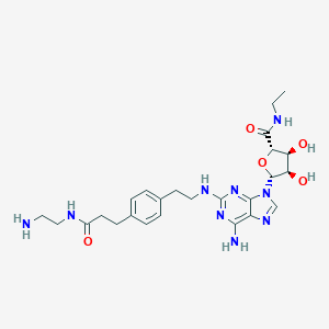 molecular formula C25H35N9O5 B146015 2-((2-Aminoethylamino)carbonylethylphenylethylamino)-5'-N-ethylcarboxamidoadenosine CAS No. 126828-50-0