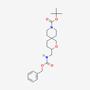 molecular formula C23H34N2O5 B1460242 tert-Butyl 3-((((benzyloxy)carbonyl)amino)methyl)-2-oxa-9-azaspiro[5.5]undecane-9-carboxylate CAS No. 1422343-90-5