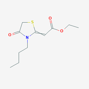 molecular formula C11H17NO3S B14603113 Ethyl (3-butyl-4-oxo-1,3-thiazolidin-2-ylidene)acetate CAS No. 61138-70-3