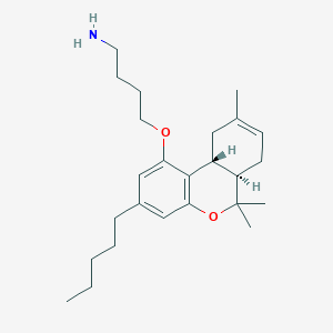 molecular formula C25H39NO2 B146040 4-[[(6aR,10aR)-6,6,9-trimethyl-3-pentyl-6a,7,10,10a-tetrahydrobenzo[c]chromen-1-yl]oxy]butan-1-amine CAS No. 132213-87-7