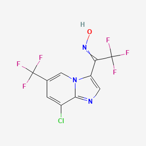 B1460476 (E/Z)-1-(8-chloro-6-(trifluoromethyl)imidazo[1,2-a]pyridin-3-yl)-2,2,2-trifluoroethanone oxime CAS No. 1823194-74-6