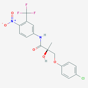molecular formula C17H14ClF3N2O5 B146049 (2S)-3-(4-chlorophenoxy)-2-hydroxy-2-methyl-N-[4-nitro-3-(trifluoromethyl)phenyl]propanamide CAS No. 541497-92-1