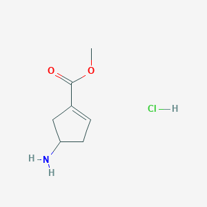 molecular formula C7H12ClNO2 B1460553 4-Amino-cyclopent-1-enecarboxylic acid methyl ester hydrochloride CAS No. 99237-02-2
