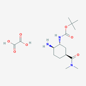 molecular formula C16H29N3O7 B1460559 tert-Butyl ((1R,2R,5S)-2-amino-5-(dimethylcarbamoyl)cyclohexyl)carbamate oxalate CAS No. 1928729-31-0