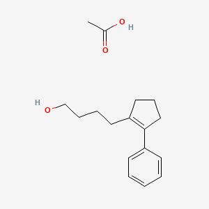 molecular formula C17H24O3 B14605947 Acetic acid;4-(2-phenylcyclopenten-1-yl)butan-1-ol CAS No. 61114-33-8