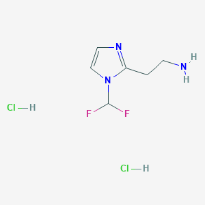 molecular formula C6H11Cl2F2N3 B1460596 2-[1-(difluoromethyl)-1H-imidazol-2-yl]ethan-1-amine dihydrochloride CAS No. 2059976-22-4