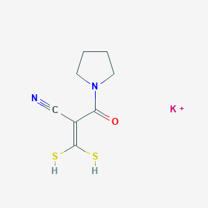 molecular formula C8H10KN2OS2+ B14606001 Potassium;2-(pyrrolidine-1-carbonyl)-3,3-bis(sulfanyl)prop-2-enenitrile CAS No. 60311-24-2