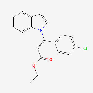 molecular formula C19H16ClNO2 B14606356 Ethyl 3-(4-chlorophenyl)-3-(1H-indol-1-yl)prop-2-enoate CAS No. 61155-66-6