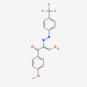 molecular formula C17H13F3N2O3 B1460638 3-(4-Methoxyphenyl)-3-oxo-2-{2-[4-(trifluoromethyl)phenyl]hydrazono}propanal CAS No. 338414-11-2