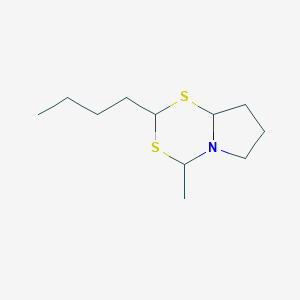 molecular formula C11H21NS2 B146074 2-butyl-4-methyl-6,7,8,8a-tetrahydro-4H-pyrrolo[2,1-d][1,3,5]dithiazine CAS No. 132344-97-9