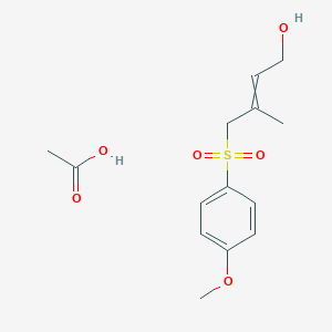 molecular formula C14H20O6S B14607426 Acetic acid;4-(4-methoxyphenyl)sulfonyl-3-methylbut-2-en-1-ol CAS No. 59830-33-0