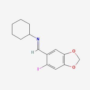 molecular formula C14H16INO2 B14607639 Cyclohexanamine, N-[(6-iodo-1,3-benzodioxol-5-yl)methylene]- CAS No. 58343-52-5