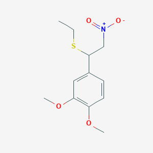 molecular formula C12H17NO4S B14607968 Benzene, 4-[1-(ethylthio)-2-nitroethyl]-1,2-dimethoxy- CAS No. 59903-59-2