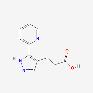 molecular formula C11H11N3O2 B1460816 3-(3-(pyridin-2-yl)-1H-pyrazol-4-yl)propanoic acid CAS No. 1215974-80-3