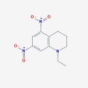 molecular formula C11H13N3O4 B14608260 Quinoline, 1-ethyl-1,2,3,4-tetrahydro-5,7-dinitro- CAS No. 57883-29-1