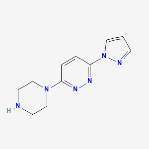 molecular formula C11H14N6 B1461043 3-(piperazin-1-yl)-6-(1H-pyrazol-1-yl)pyridazine CAS No. 1172883-22-5