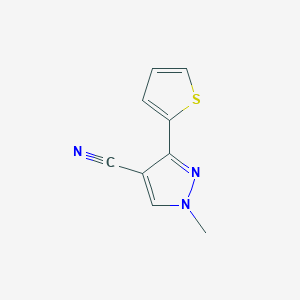 molecular formula C9H7N3S B1461055 1-methyl-3-(thiophen-2-yl)-1H-pyrazole-4-carbonitrile CAS No. 1177243-14-9